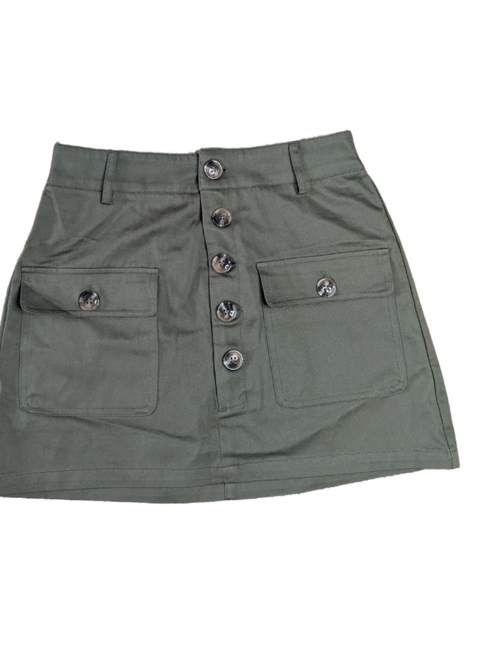 Halara Women Olive Green Button Front Mini Skirt Cargo Pocket Size Small